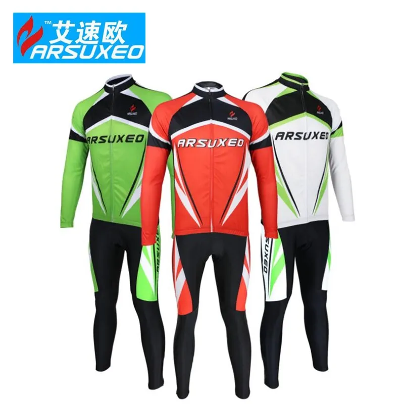 ARSUXEO Mens Cycling Long Sleeves Jersey bicicleta cheap authentic sports jerseys Mountain Bike MTB Bicycle Sets Shirts Wear