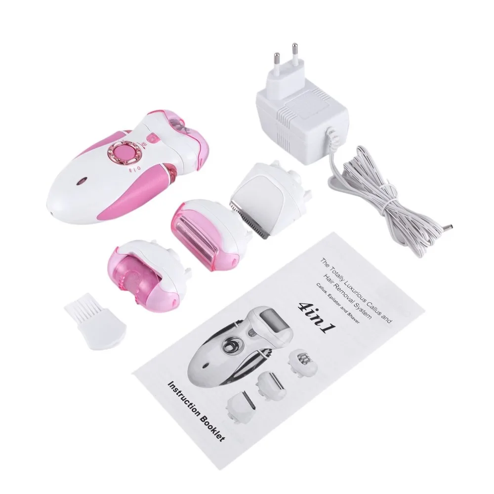 

Rechargeable Electric 4-in-1 Luxurious Callus & Hair Removal System Waterproof Gentle Silk Epilator & Shaver