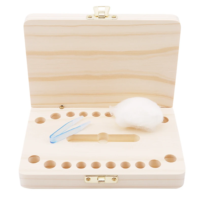 

Fallen Tooth Box Storage Baby Boy Girl Wood Case Save Milk Teeth Collection Organizer Holder