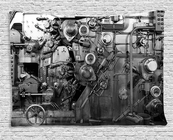

Industrial Decor Collection, Modern Times Detail of Rusted Machine in Factory Physical Equipment and Process, Bedroom