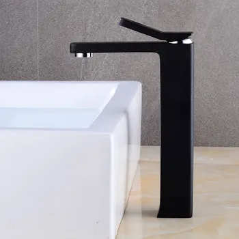 

Tall Faucet Black Faucet Brass Vessel Sink Water Tap Cold And Hot Water Tap Deck Mounted Basin Mixer Faucet