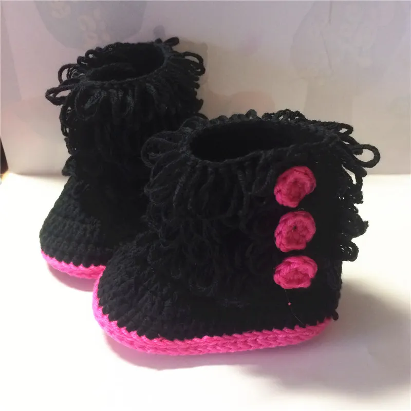 Бесплатная доставка, вязание крючком Сапоги и ботинки для девочек новорожденных Снегоступы Вязание обуви Носки пинетки Обувь для девочек