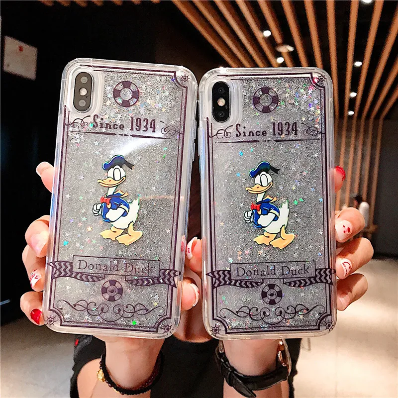 Блестящий сверкающий чехол с рисунком Дональда Дака для iPhone 6 6s 7 8 Plus X 10 XR XS MAX |