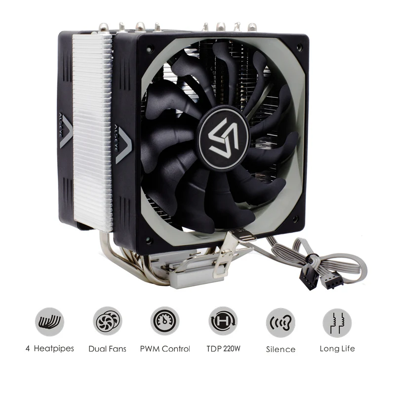 ALSEYE кулер для процессора TDP 280W 4Pin 120 мм куллер вентилятор 2011/775/1155/1151 и AM2 +/АМ3 +/ АМ4|pwm