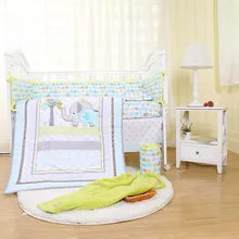 Хлопок Детская кровать бампер милый мультяшный слон детское одеяло с вышивкой простыня и пододеяльник удобная и дышащая детские Постельное белье