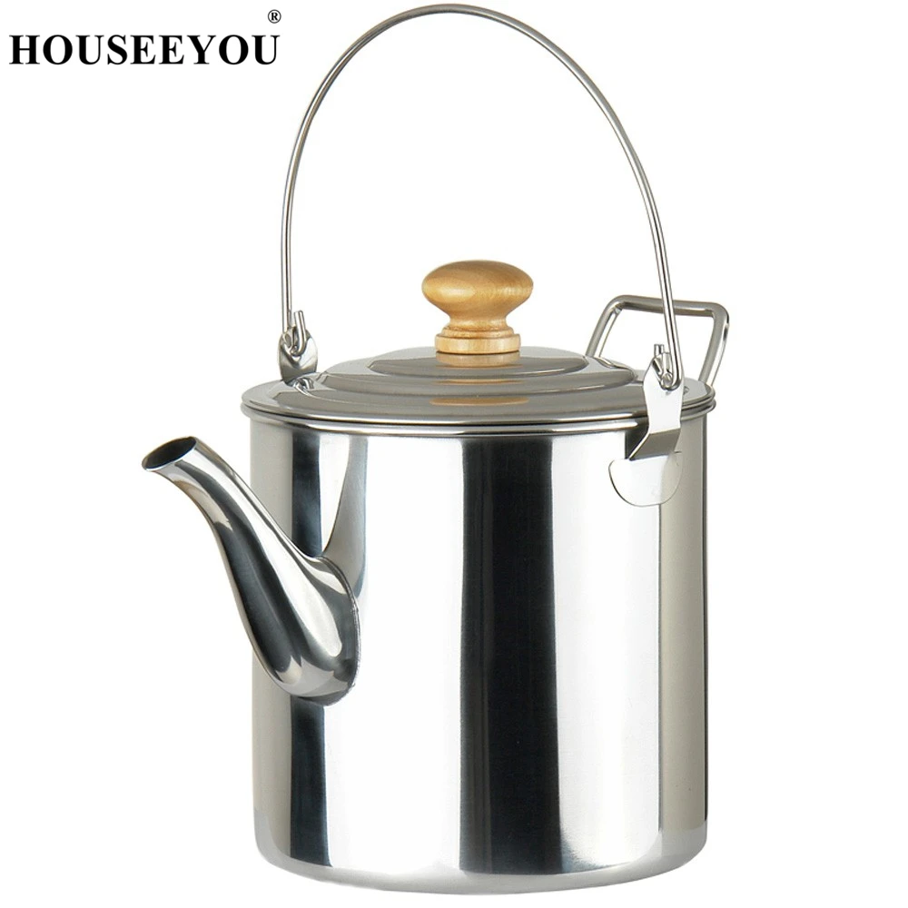 Portable 3000ML Outdoor Water Kettle Camping Hiking 304 Stainless Steel Tea Coffee Pot with Handle for Backpacking | Дом и сад