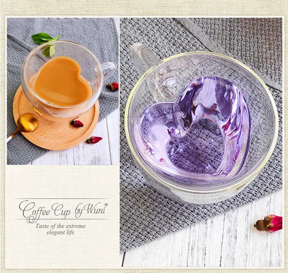 180ml240ml Heart Love Shaped Double Wall Glass Mug Resistant China Tea Mug Double Glass CoffeeTeaCuteTravel Cups And Mugs  (5)