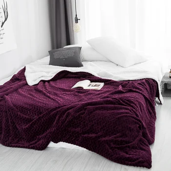 

Purple white Solid Large Warm Thick Sherpa Throw Blanket Coverlet Reversible Fuzzy Microfiber All Season for Bed Couch 200x230cm