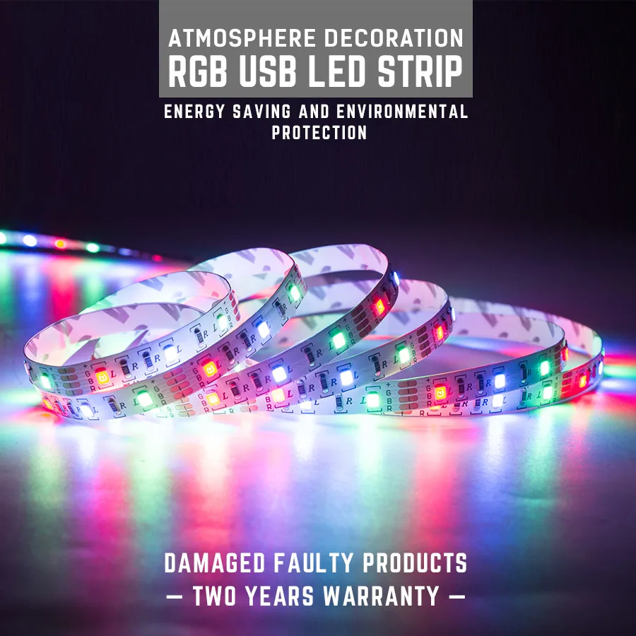 

DC5V RGB LED Strip Light SMD2835 0.5M 1M 2M 3M USB Powered Flexible LED Strips TV Background Lighting 3Key Controller Warm white