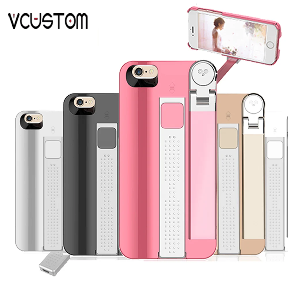 Red Bluetooth Selfie Stick Phone Case for iPhone 6 6s plus stent cover