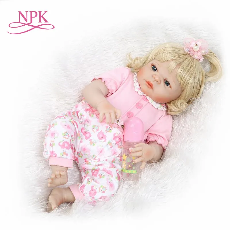 

NPK 57CM reborn doll with soft real gentle touch full vinly baby girl doll new design blond gift for children Birthday