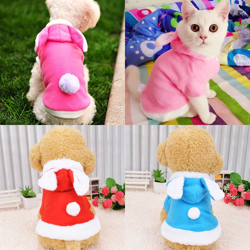 Warm Thickened Cat Easter Costumes Rabbit suit Free clothes windproof Pet Product Cute Bunny suit For Cat Winter Shipping