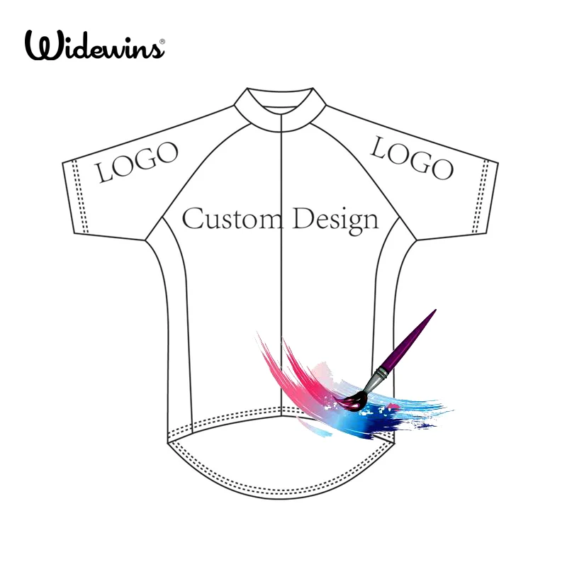 Widewins ثوب نسائي محكم الحبك DIY تصميم شعارك الصيف قصيرة الأكمام جيرسي الدراجة سباق فريق الطريق السائق الدراجات قميص رياضي