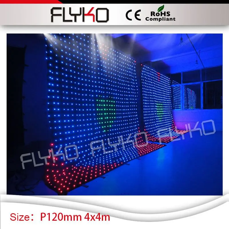 

Free shipping programble image vision backdrop 4*4m P12 led dj stage video curtain