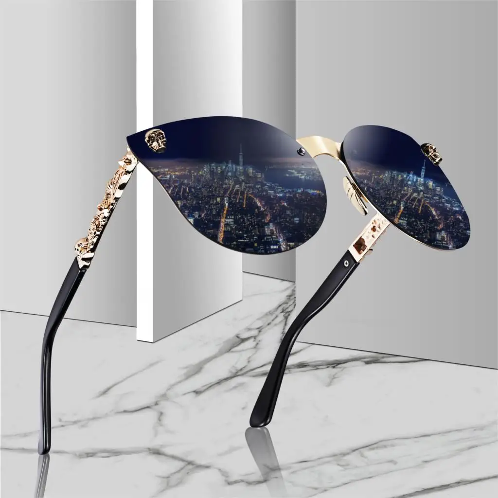 DEARMILIU/Модные женские готические солнцезащитные очки с кошачьим глазом в виде черепа, металлическая оправа, золотые солнцезащитные очки Oculos De Sol Feminino, роскошные женские