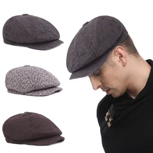 Мужская Твид в елочку кепка газетчика осень-зима береты шерсть гольф вождения зима на плоской подошве унисекс береты шляпа