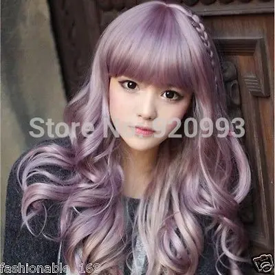 FREE SHIPPING Japanese Harajuku Zippe mix Purple Gradient 60cm curly Lolita Cosplay Party Wig
