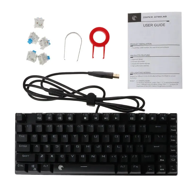 USB Wired Mechanical Keyboard RGB Backlight Mechanical Keyboard 81 KeysBlue Switches Gaming Keyboards Z88 USB Wired Mechanical Keyboard RGB Backlight Mechanical Keyboard 81 KeysBlue Switches Gaming Keyboards Z88