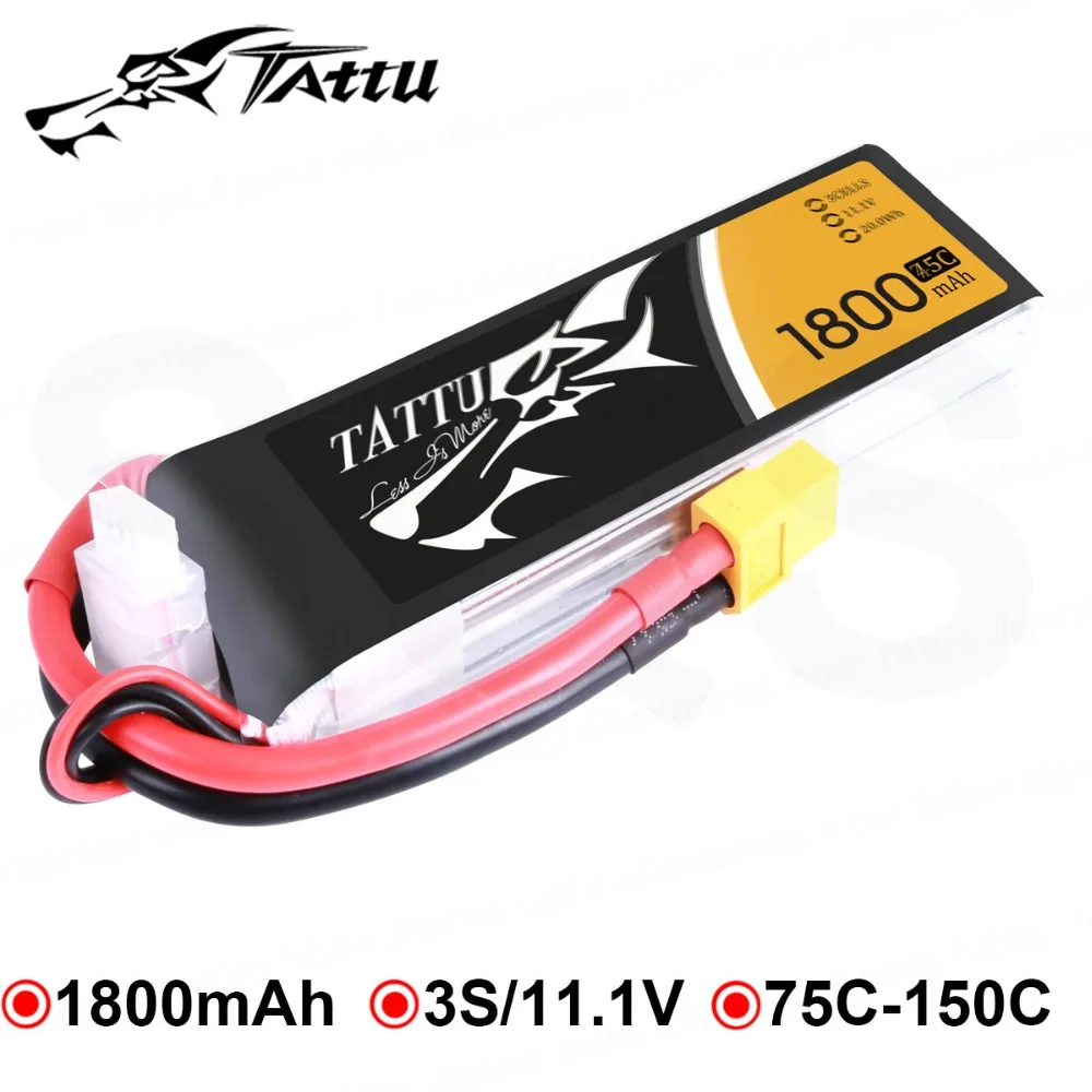 Литий полимерный аккумулятор TATTU 11 1 V 1800mAh Lipo 3S 75C RC батарея с разъемом XT60 батареи