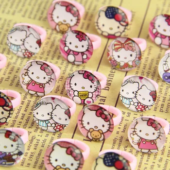 

100pcs lovely animation cartoon Children/Kids Cartoon heart-shaped Hello Kitty KT Cat Acrylic Lucite Resin Rings Free Shipping