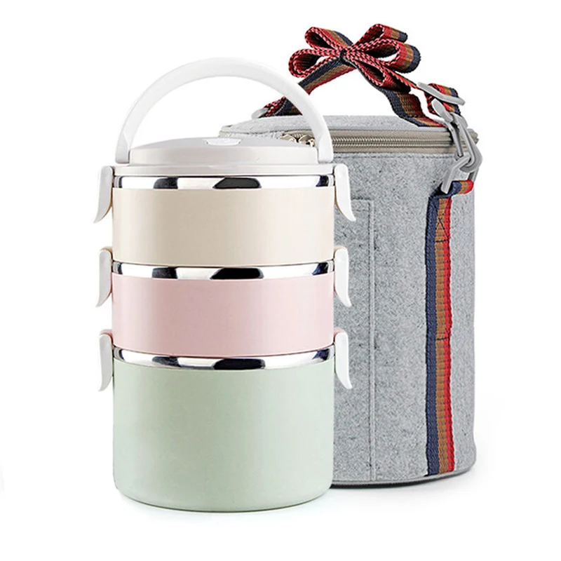 Large Capacity Insulated Soup Food Container Stainless Steel Round