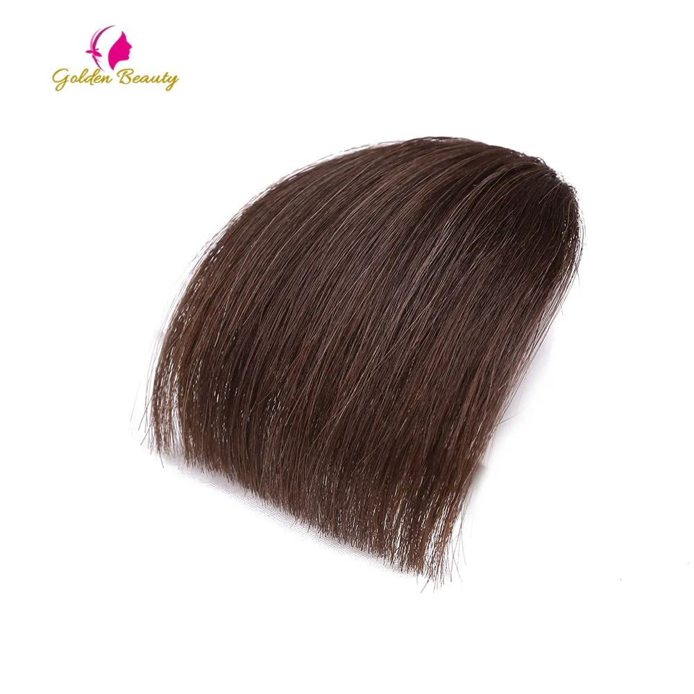 

Golden Beauty black/brown straight Front Neat Blunt Bangs Clip In One Piece Real Natural Hairpieces Synthetic Hair Extensions