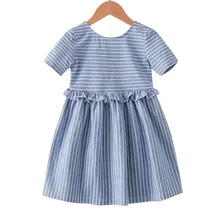 Модное платье в полоску для девочек; милые детские наряды; Одежда для девочек; одежда для детей