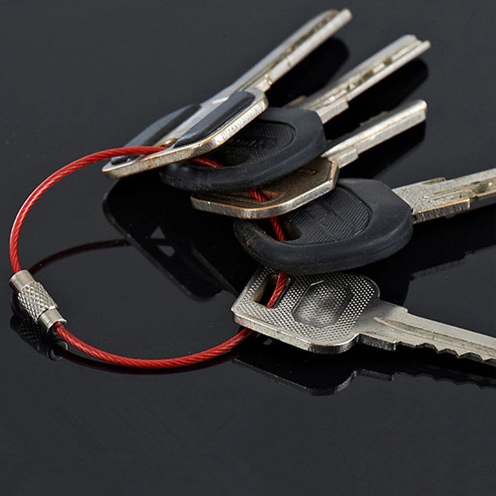 

20Pcs/Lot Screw Locking Stainless Steel Wire Keychain Cable Rope Key Holder Key Rring Chain Rings Cable Outdoor Hiking Tool