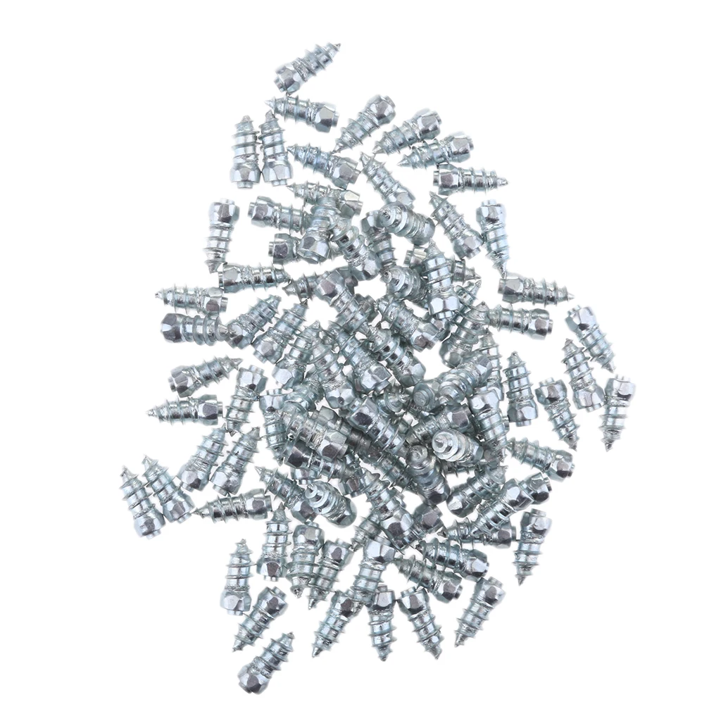 

100x Silver Car / ATV / Truck / Motorcycle Alloy Tire Studs Screw Anti-slip - H15 15mm Wheel Tire Protector Studs Screw