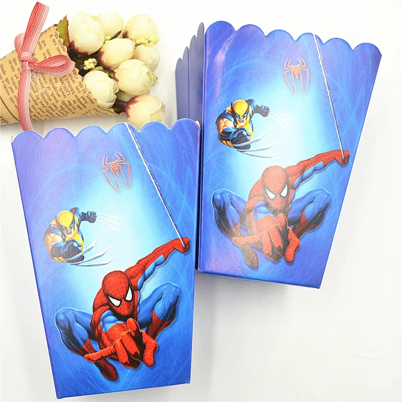 

6pcs/set Funny Spiderman Kids Birthday Party Supplies Popcorn Box Case Box Favor Accessory Birthday Superhero Party Decoration 1