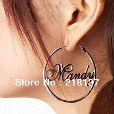 Free Shipping Fashion Pair Name Earrings 925 Sterling Hoop Free Shipping Fashion Pair Name Earrings 925 Sterling Hoop Silver Lady S
