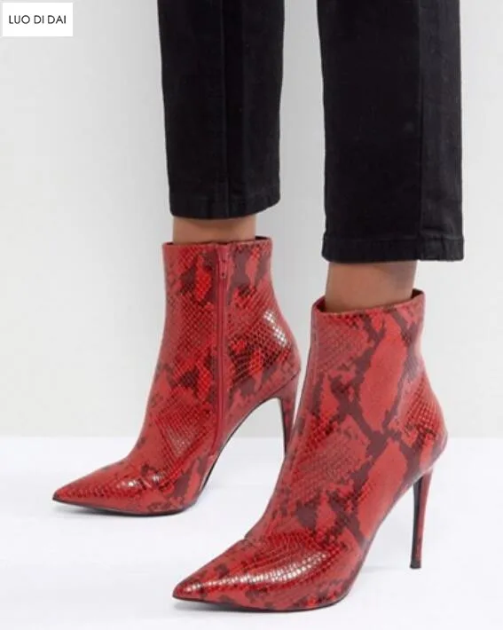 red snakeskin boots
