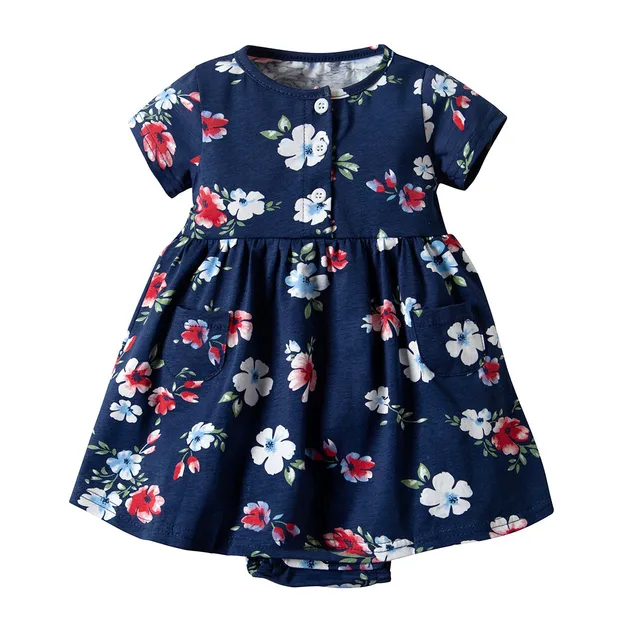 Toddler Kids Baby Girl Short Sleeve Floral Dress Summer Loose Cotton
