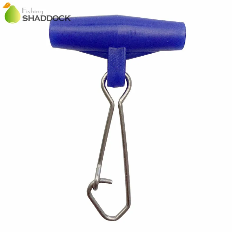 50pcs Fishing Sinker Slip Clips Blue Plastic Head Swivel With Hooked