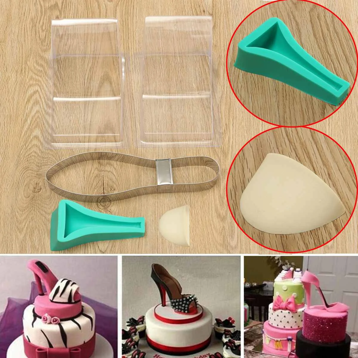

High Heel Shoe Kit Silicone Fondant Cake Mould Decorating Template Mold Wedding Cake Decor DIY Kit