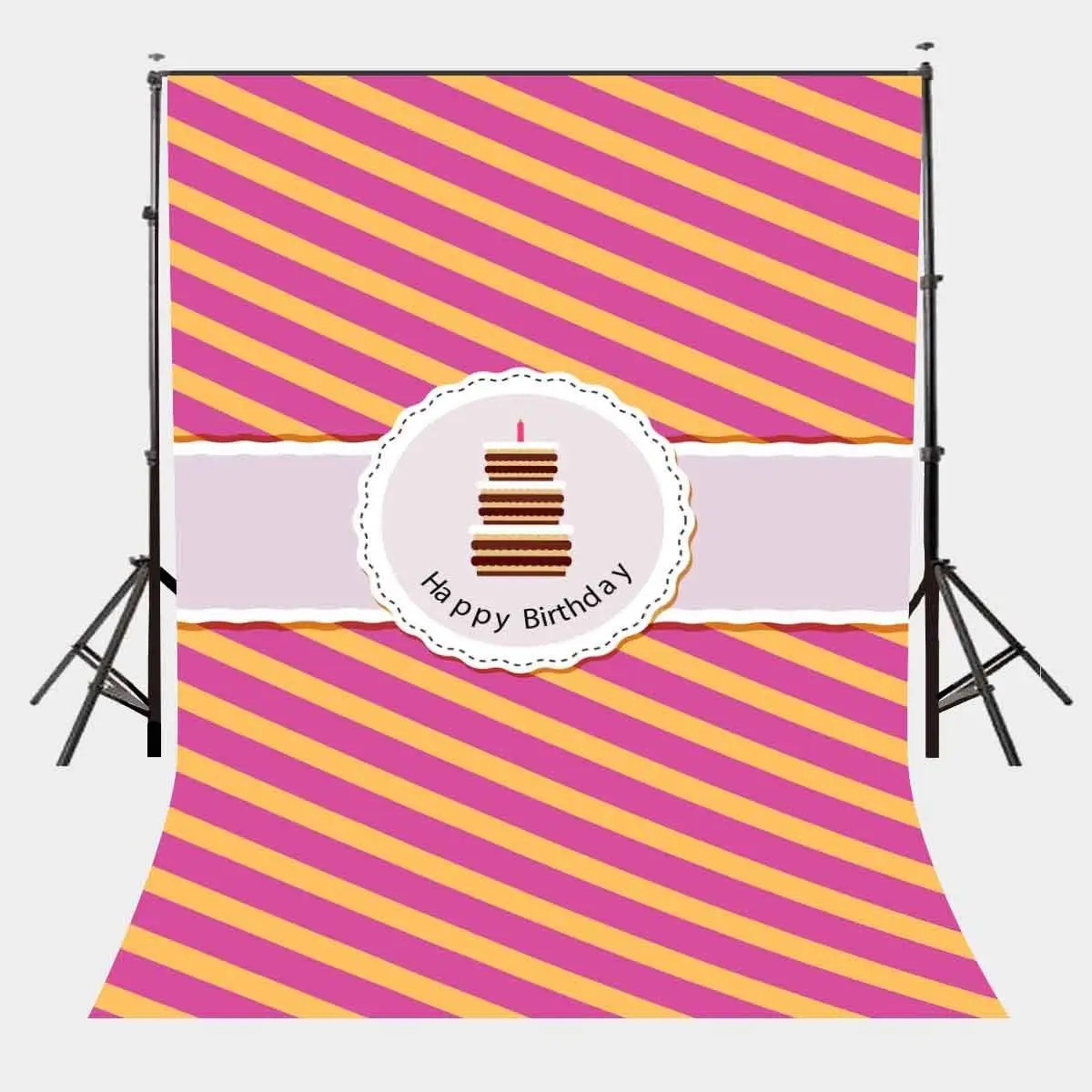 

150x220cm Happy Birthday Photography Background Rose Red and Yellow Stripes Backdrops Studio Props Birthday Party Background