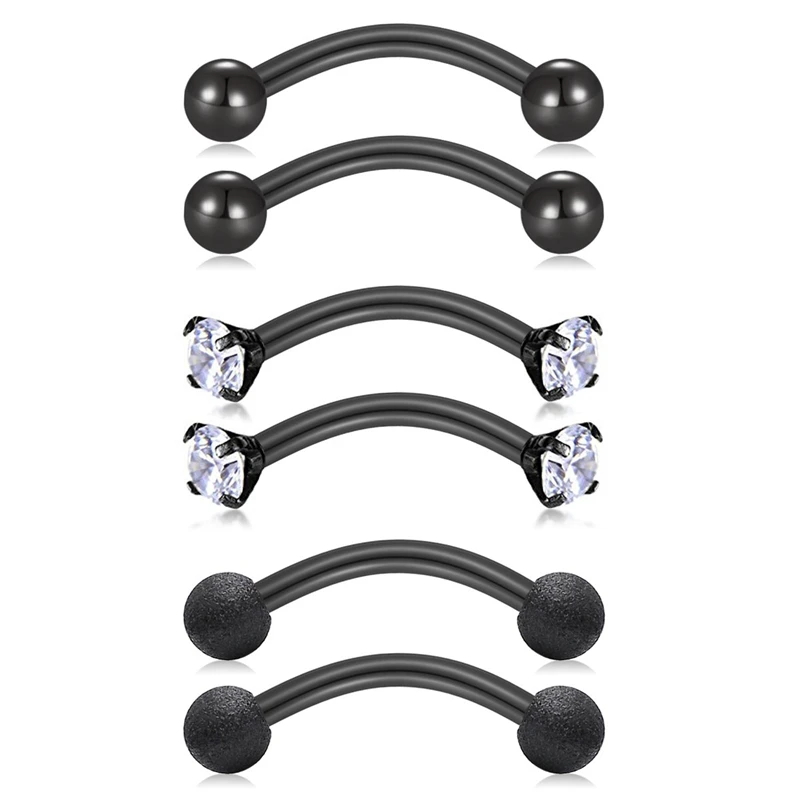 JFORYOU 16G3/8 &quot(10 мм) изогнутая бровь в форме штанги пирсинг для пупка Daith Rook Conch серьги