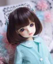 BJD doll wigs dark brown mushroom hairstyle pear curly head for 1 3 1 4 1