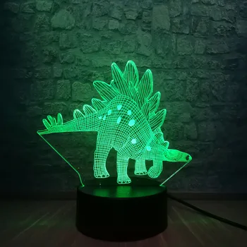 

3D LED Lamp New Jurassic Park Dinosaur Stegosauria 7 Color Change Lava Lighting Bedroom Decorative Boy Birthday Holiday Gift