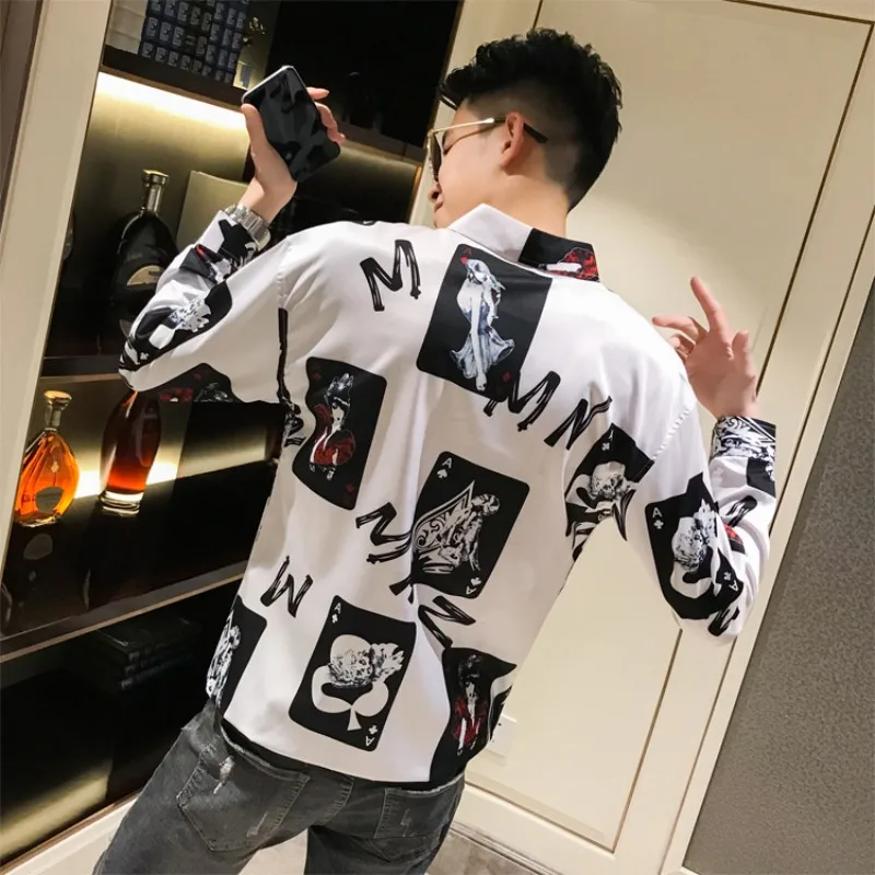 

Chemise Homme Fashion 2019 Autumn Shirt Men Long Sleeve Print All Match Mens Casual Shirts Loose Streetwear camisas hombre 3xl