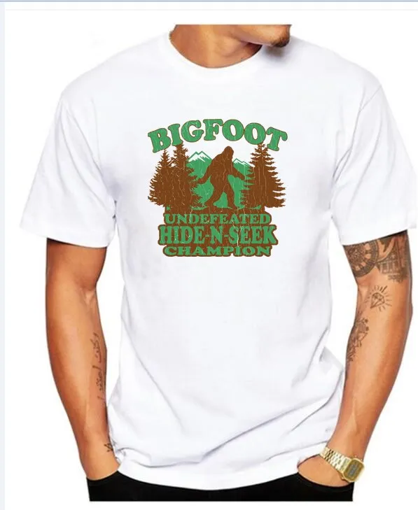 2018 мужчин Bigfoot Hide And Seek саркастическая Новинка Sarcastic Humor забавные 100% хлопок T-Shir |