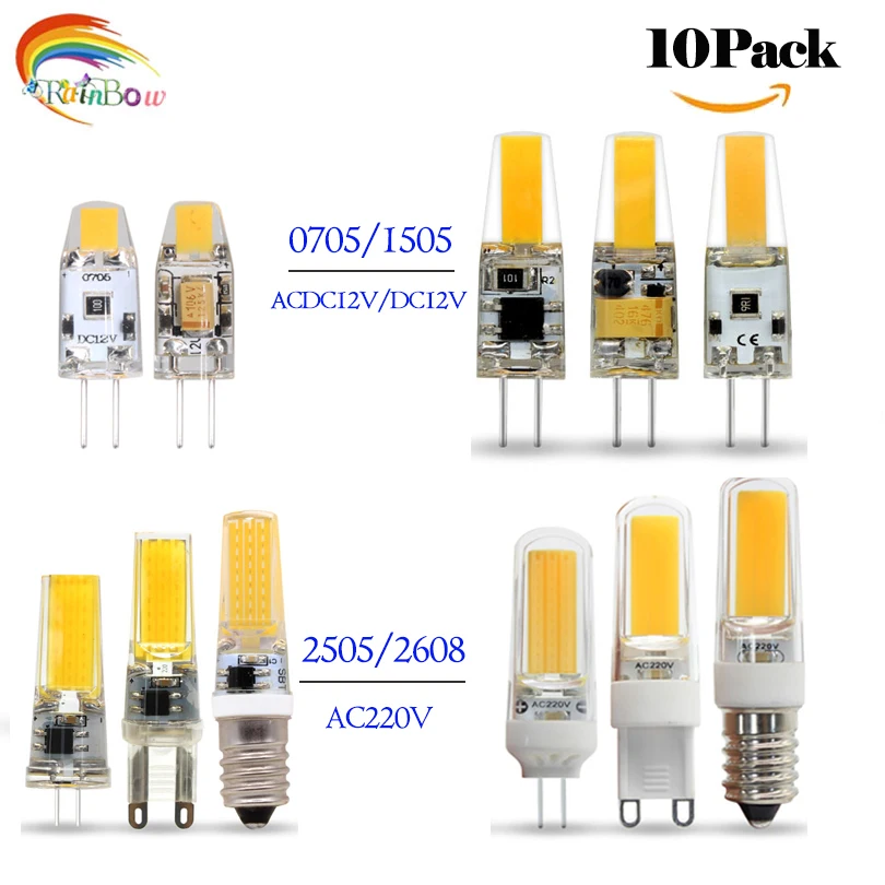 10 шт. светодиодный G4 G9 лампы AC/DC затемнения 12 V 220 6 Вт 9 COB SMD светодиодные