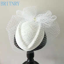 BRITNRY Vintage Black Ivory Wedding Hats and Fascinators Handmade Lace with Tulle Birdcage Veil