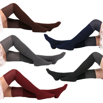 

Women Winter Newly Design Warm Solid Leg Warmers Knitting High Over Knee Socks Autumn Ruffle Trim Leg Warmers Boot Topper Socks