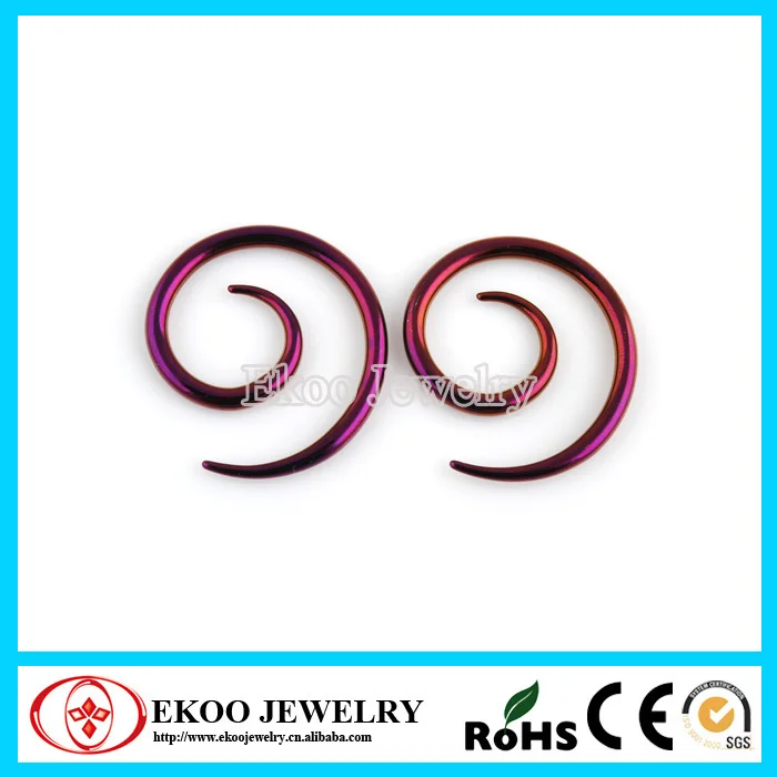 

Purple Titanium Anodized Spiral Ear Piercing Ear Plug 1.0mm-3mm Lot of 30pcs