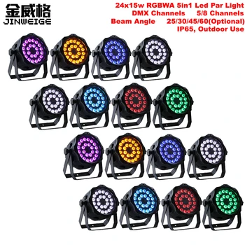 

Free Shipping 16pcs/Lot Outdoor 24x15w RGBWA 5in1 Waterproof LED Par Light LED Stage Light Disco DJ Bar Effect UP Show DMX512