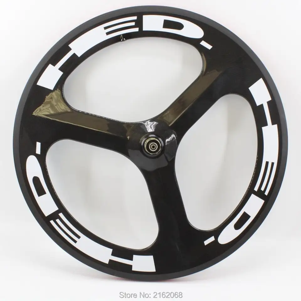 Sunrise Roues de vélo fixes en fibre de carbone à 3 rayons 700 C 56 mm