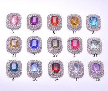 

(S0103) 10pcs/lot,Crystal embellishment 25mmx30mm rhinestone embellishment,13 colors for choose,acrylic beads in middle