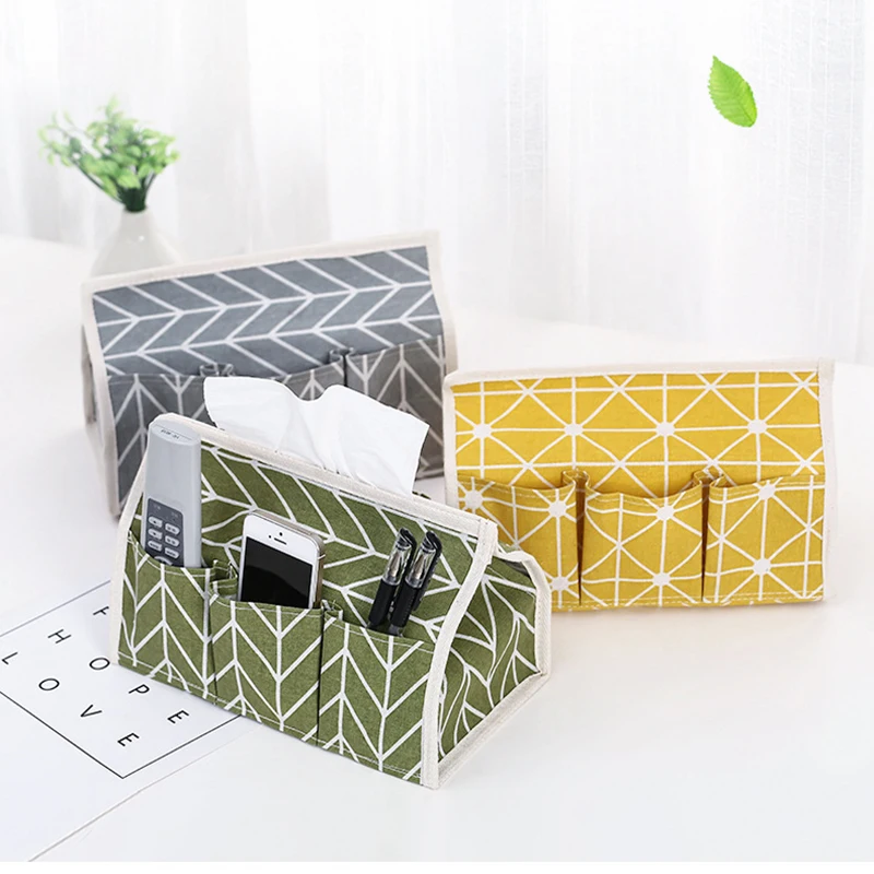 

Cotton Linen Art Tissue Box Napkin Holder Cover Room Car Sofa Hotel Kitchen Decorative Paper Container Case School Supplies