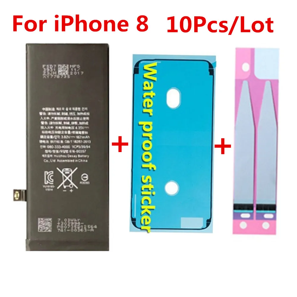 

AYJ 10PCS/lot Phone Battery For iPhone 8 4.7' 1821mah 0 Cycle 100% test Replacement Battery Repair with stickers